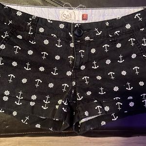 S0 brand size 0 anchor print black shorts